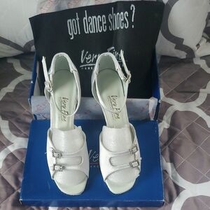 Women's White Satin Ballroom Dance Shoes